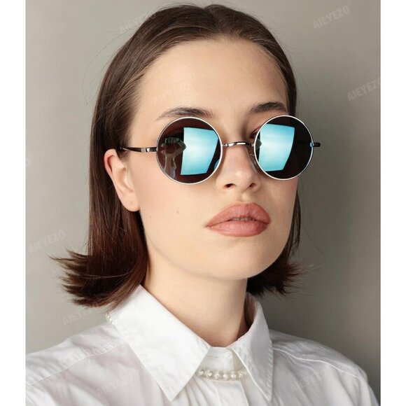 Retro Round Sunglasses Stainless Steel Polarized Vintage Small Shades